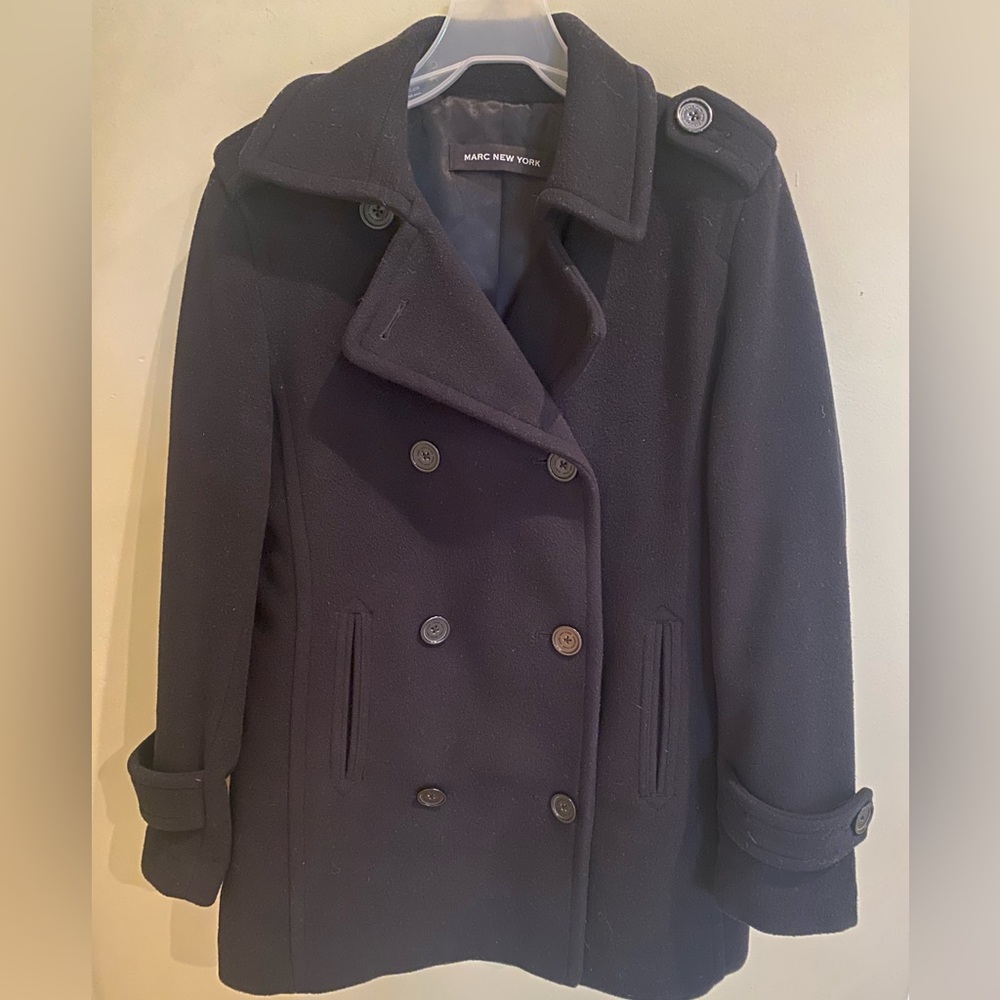 Marc New York. Black Winter Peacoat. Woman’s Size (10)